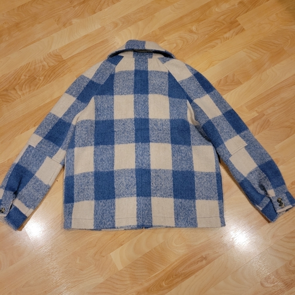 Anthropologie Avec Les Filles Plaid Full Zip Shacket Coat Blue Size L - Picture 9 of 9